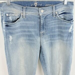 7 For All Mankind Gwenevere Light Wash Distressed Skinny Denim Jeans Size 29